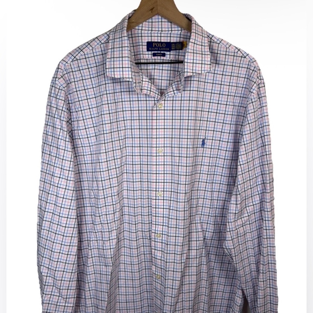 Polo Ralph Lauren Size XXL Checkered Button Up Shirt Pink Blue Grid Check Preppy